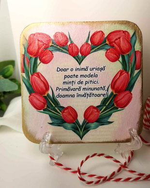 Felicitare din lemn, personalizata pentru invatatoare, educatoare, profesoara