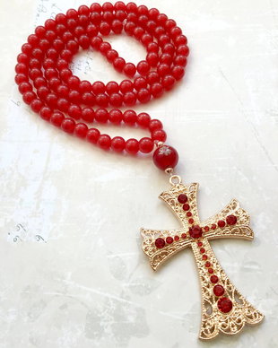 MALA Nepaleza Jad rosu & cruce aurie