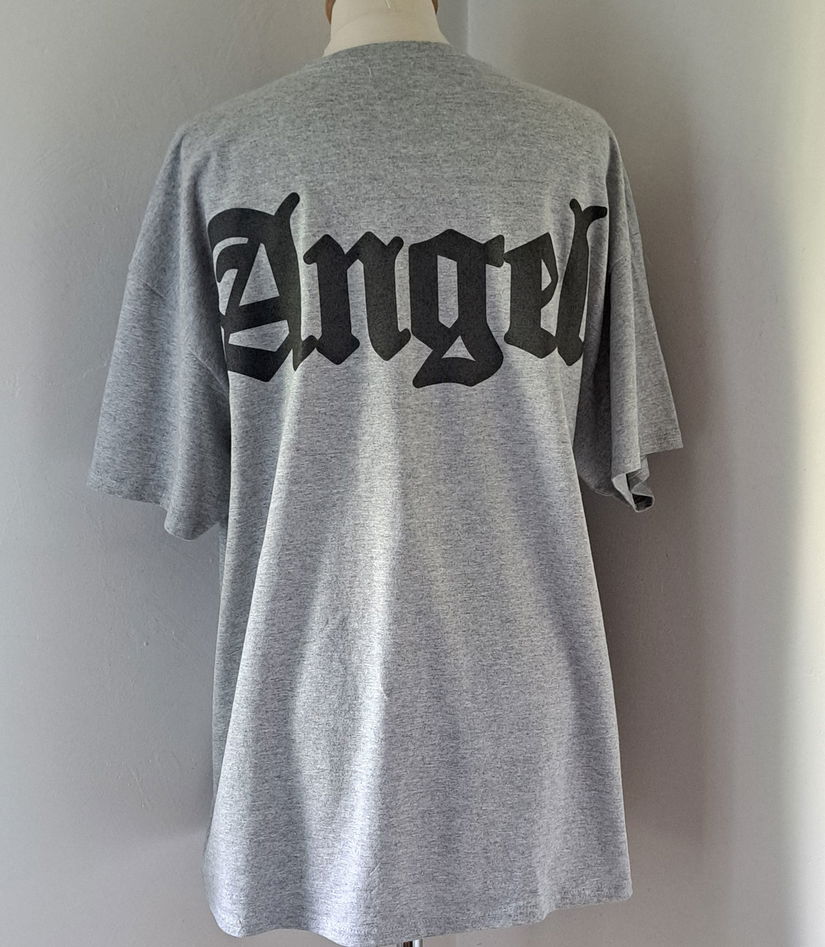 Angel tricou gri oversize lung