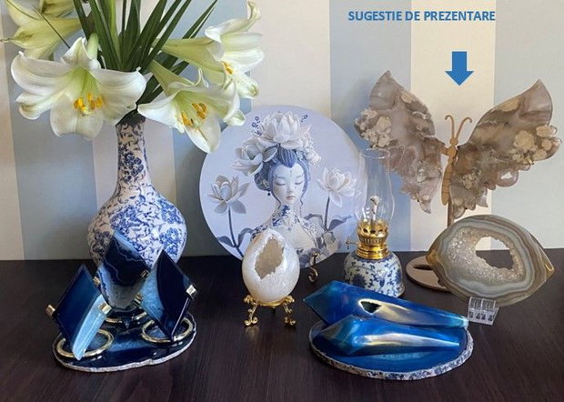 Agat Natural Floare - Fluture din piatra semipretioasa
