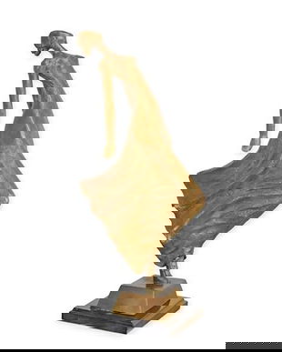 Dansatoare-statueta moderna din bronz pe un soclu din marmura