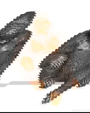 Gorila sezand-statueta din bronz masiv