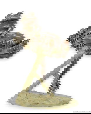 Broaste pe o creanga-statueta fantana din bronz pictat