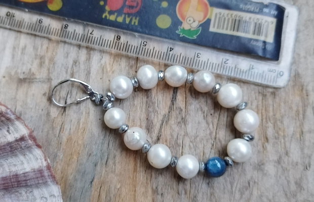 Cercei perle de cultura si kyanite, argint 925 rodiat