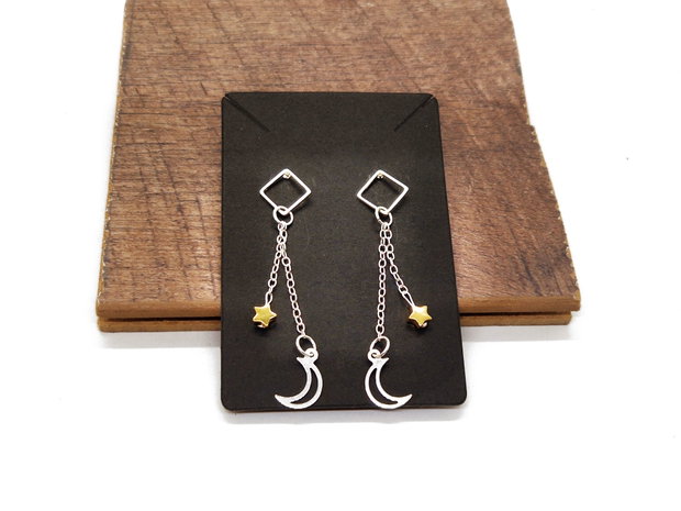 Cercei din argint "Moon and Stars"