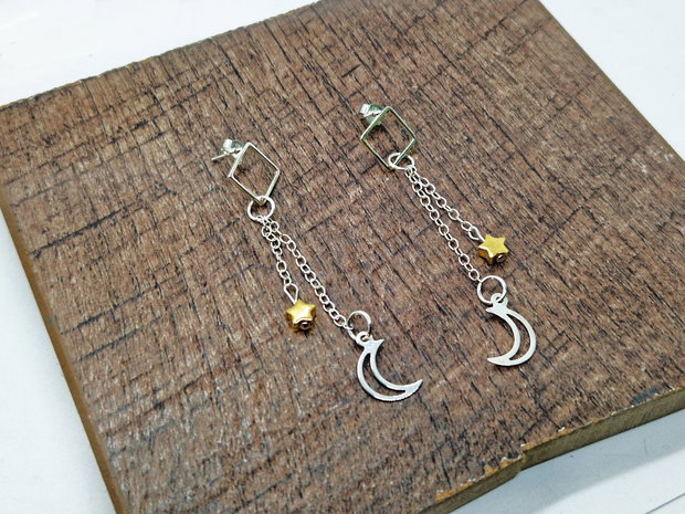 Cercei din argint "Moon and Stars"