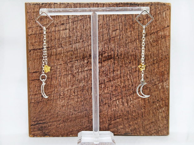 Cercei din argint "Moon and Stars"
