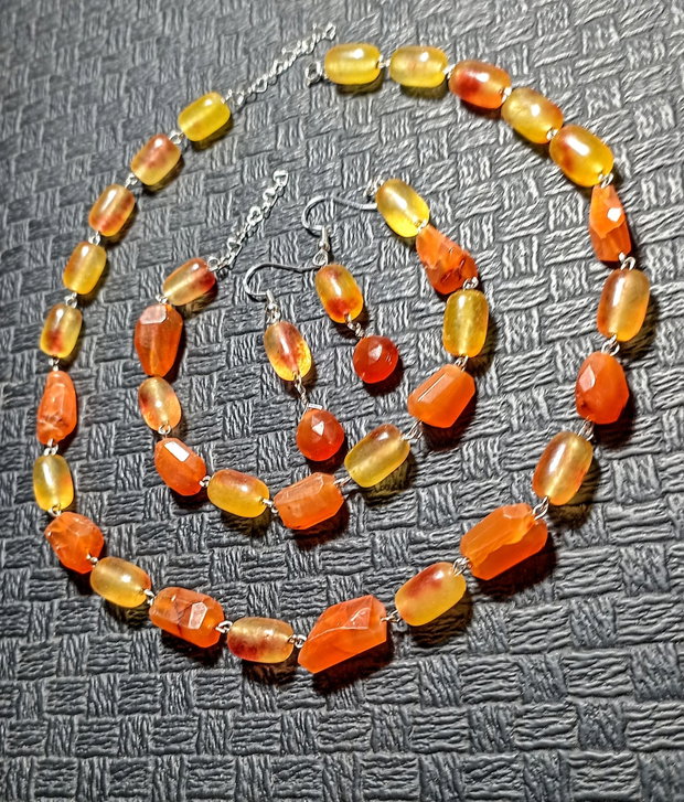 Set argint carneol jad colier bratara cercei boho chic trendy - Transport gratuit