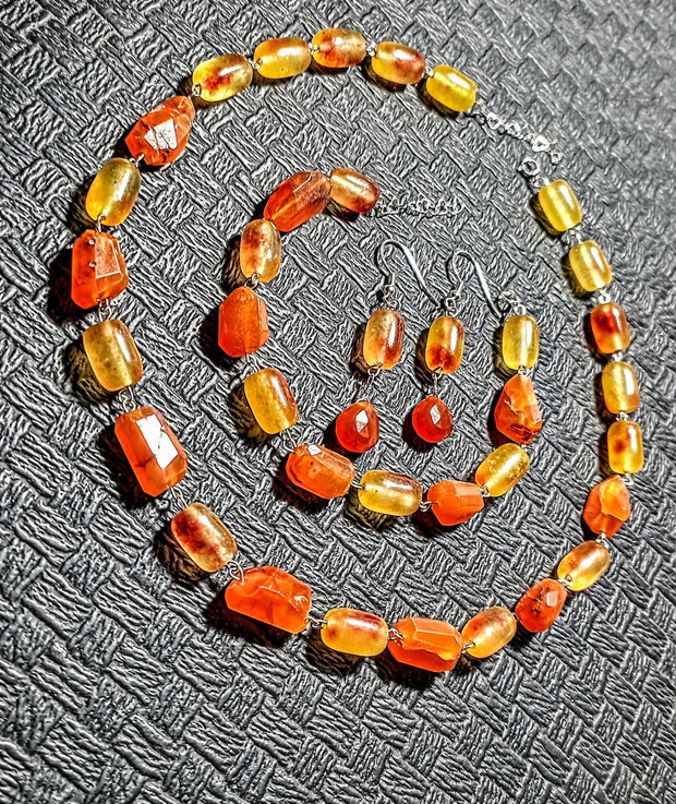 Set argint carneol jad colier bratara cercei boho chic trendy - Transport gratuit
