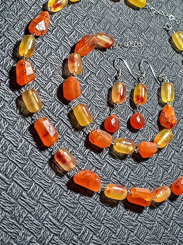 Set argint carneol jad colier bratara cercei boho chic trendy - Transport gratuit