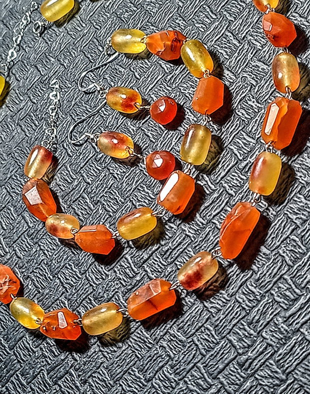 Set argint carneol jad colier bratara cercei boho chic trendy - Transport gratuit