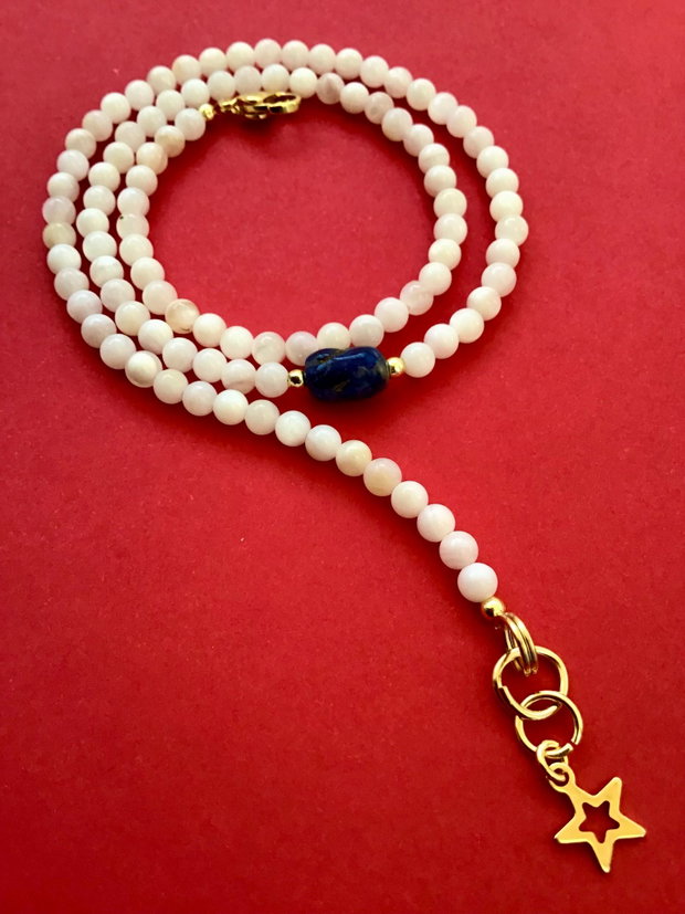 Set Coliere CHOKER lapis lazuli & sidef alb natural