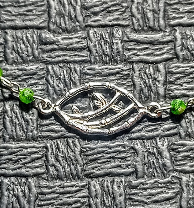 Bratara argint crom diopsid conector bambus argint minimalista boho chic trendy