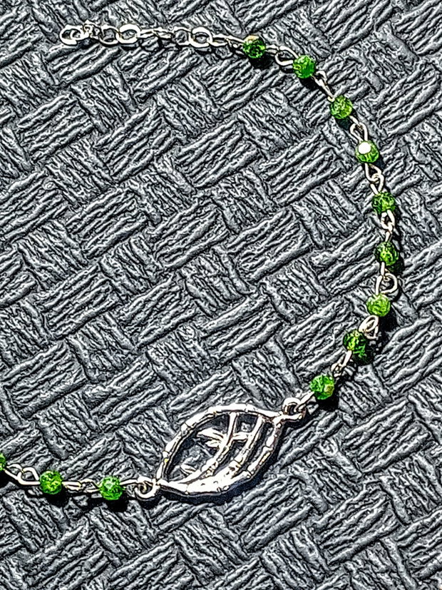 Bratara argint crom diopsid conector bambus argint minimalista boho chic trendy