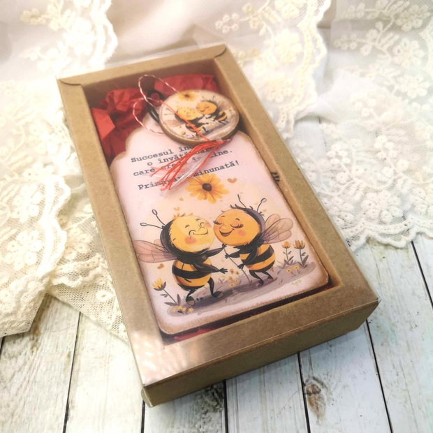 Set cadou pentru invatatoare/educatoare semn de carte si martisor