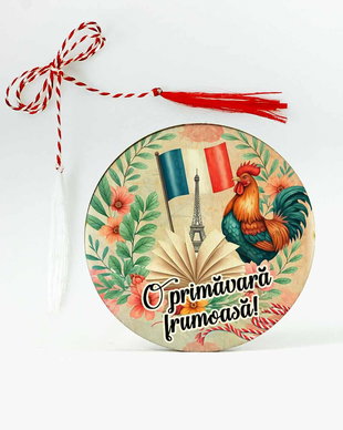 Martisor lemn personalizat Profesoara de Franceza
