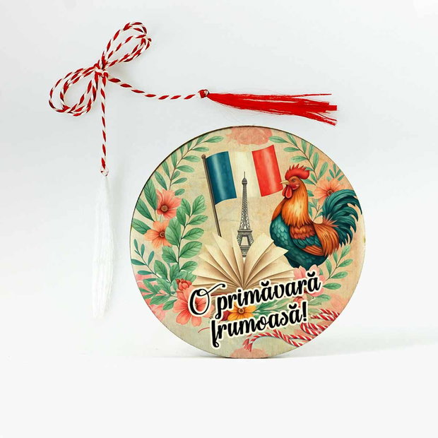 Martisor lemn personalizat Profesoara de Franceza