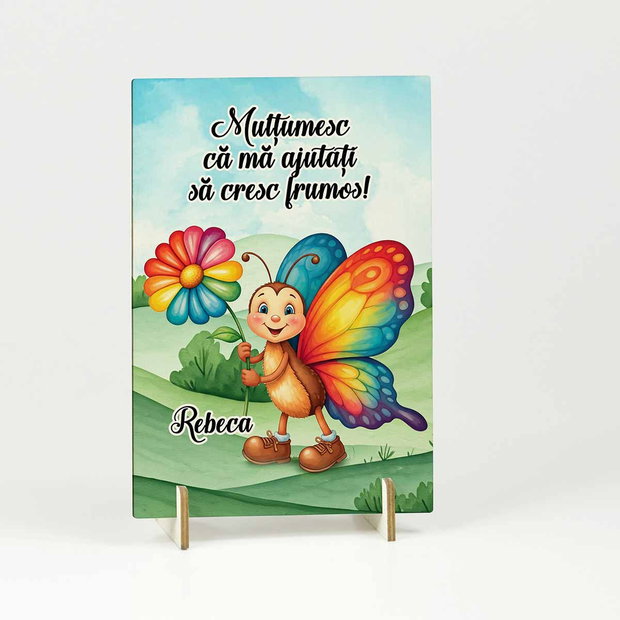 Decorațiune / Felicitare lemn Educatoare / Învățătoare de Fluturași