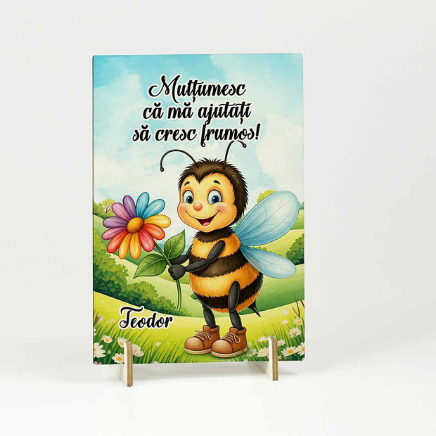Felicitare / Decoratiune lemn Educatoare / Învățătoare de Albinuțe