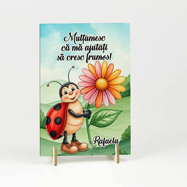 Felicitare decoratiune lemn Educatoare / Învățătoare de Buburuze