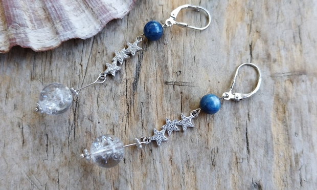 "Cerul iernii" - Cercei kyanite, cuart de gheata / argint 925 rodiat