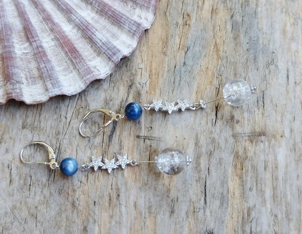 "Cerul iernii" - Cercei kyanite, cuart de gheata / argint 925 rodiat