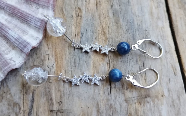 "Cerul iernii" - Cercei kyanite, cuart de gheata / argint 925 rodiat