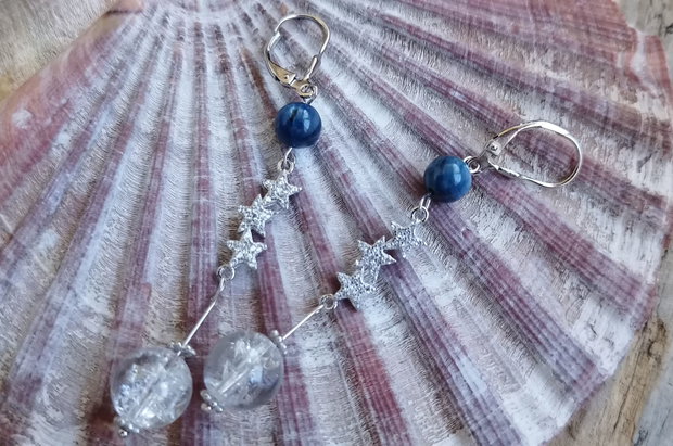 "Cerul iernii" - Cercei kyanite, cuart de gheata / argint 925 rodiat