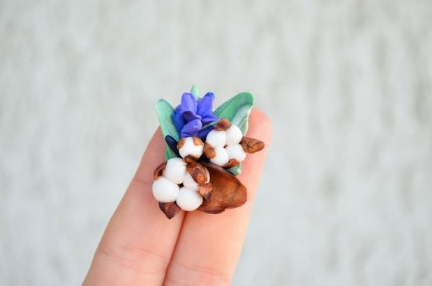 Flori de bumbac si lavanda- Brosa Martisor