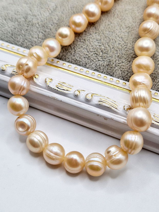 Perle roz-somon 10..12x10mm  -  1buc