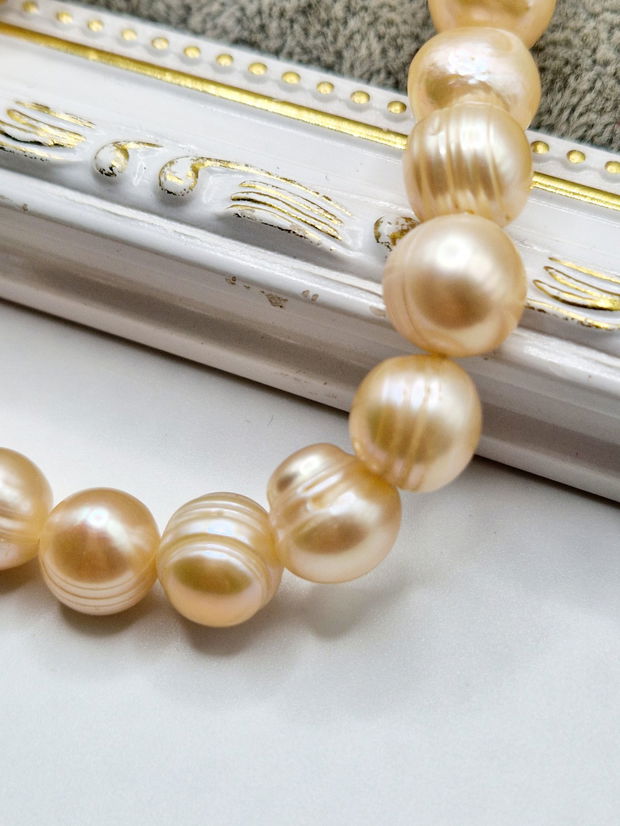 Perle roz-somon 10..12x10mm  -  1buc