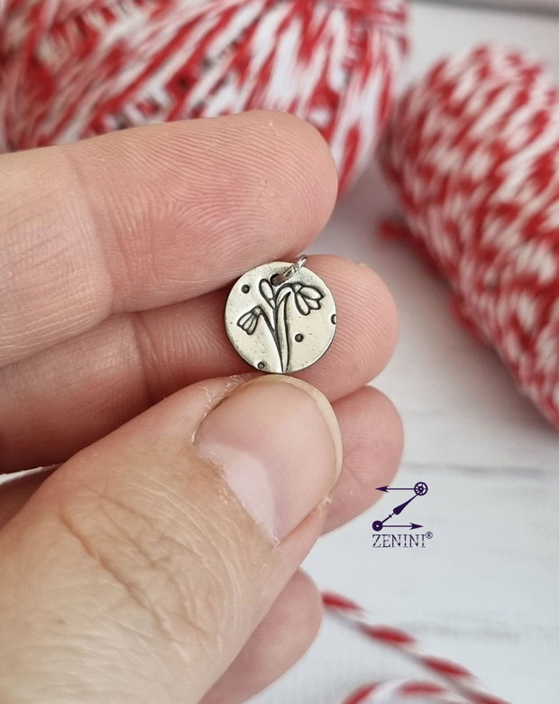 Martisor ghiocel din argint, martisor argint, martisor ghiocel, pandantiv ghiocel argint, medalion ghiocel argint