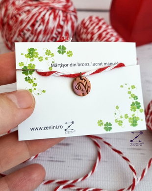 Martisor ghiocel din bronz, martisor bronz, martisor ghiocel, pandantiv ghiocel bronz, medalion ghiocel bronz