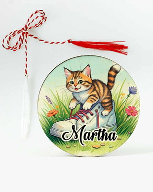 Martisor pentru copii cu nume si pisica