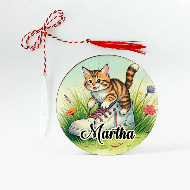 Martisor pentru copii cu nume si pisica