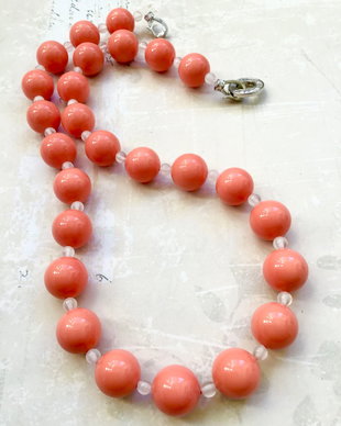 Colier perle somon de Mallorca & selenit