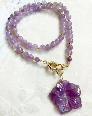 Colier floare ametist lavanda