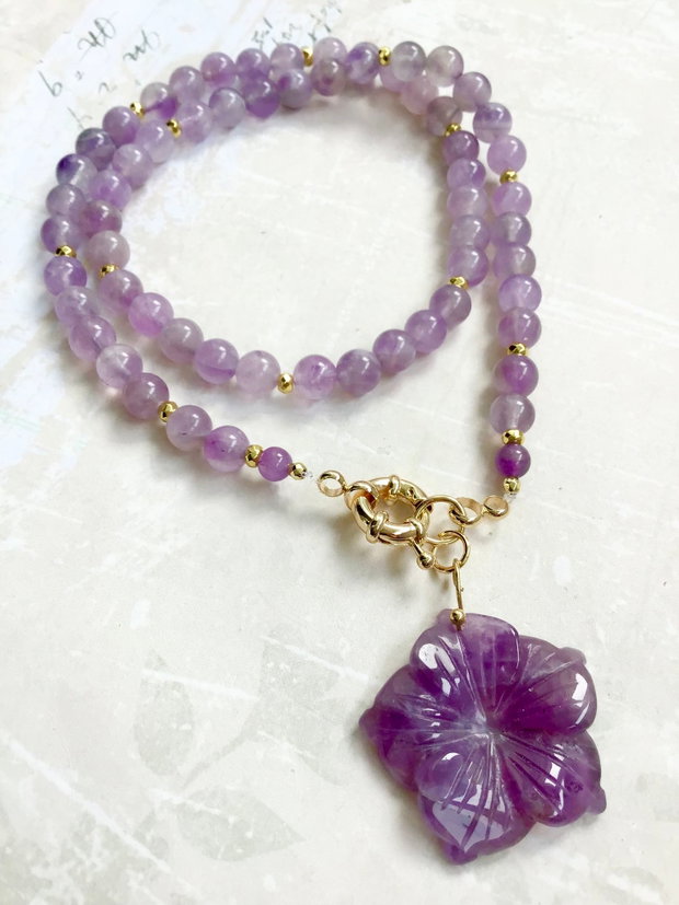 Colier floare ametist lavanda