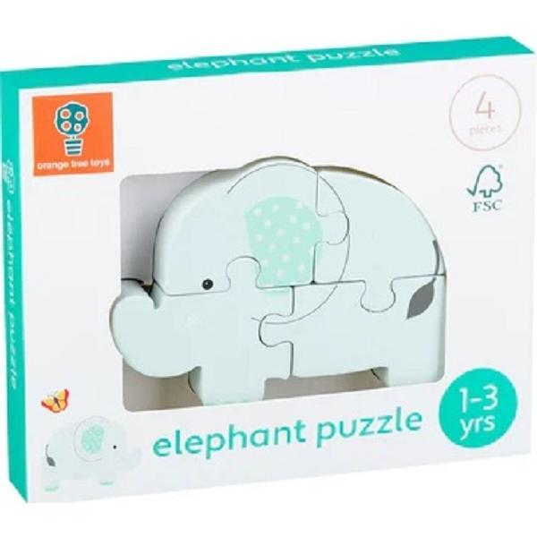 Mini puzzle 3D lemn: Elefant