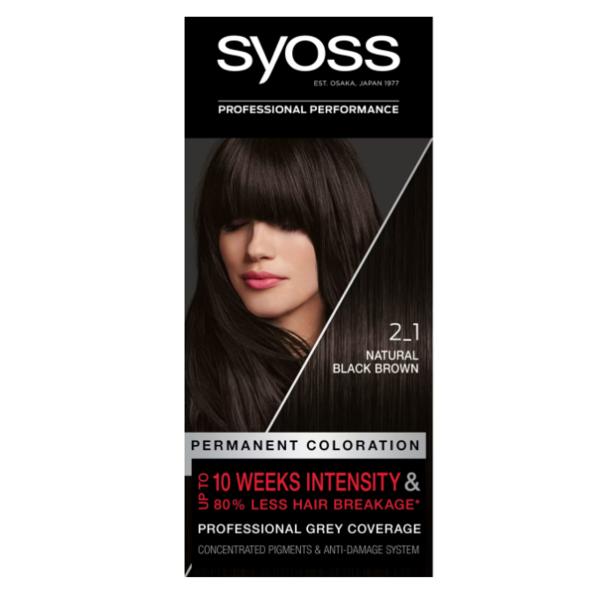 Vopsea de Par Permanenta - Syoss Professional Performance Permanent Coloration Baseline, nuanta 2-1 Natural Black Brow