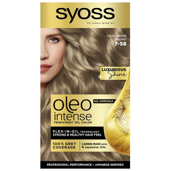 Vopsea de Par Demi-permanenta - Syoss Professional Performance Oleo Intense Permanent Oil Color, nuanta 7-58 Blond Bej Rece