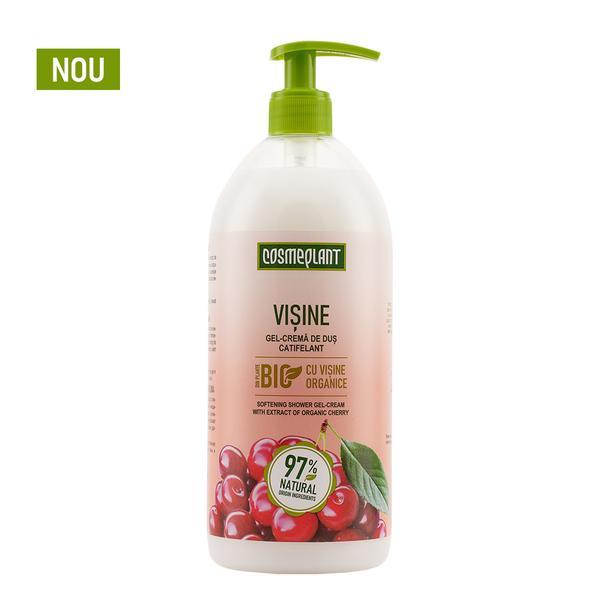 Gel-Crema de Dus Catifelant cu extract de vișine organice, 1000 ml 