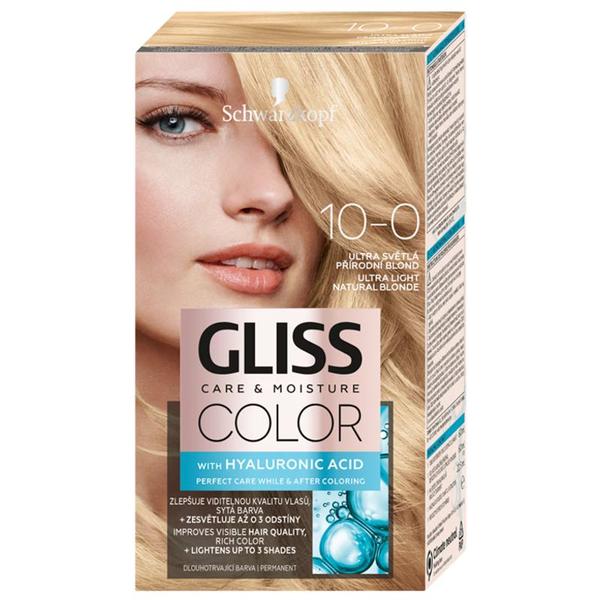 Vopsea de Par Permanenta cu Acid Hialuronic - Schwarzkopf Gliss Color Care &amp; Moisture with Hyaluronic Acid, nuanta 10-0 Ultra Light Natural Blonde