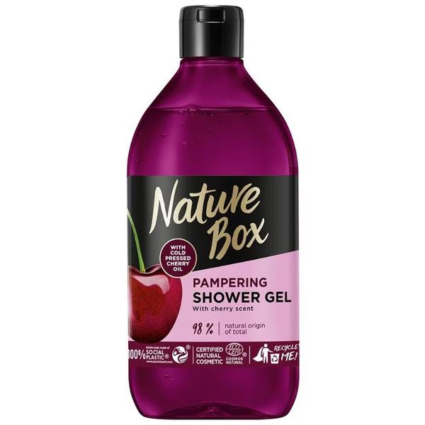 Gel de Dus cu Ulei din Samburi de Cirese Presat la Rece - Nature Box Pampering Shower Gel with Cold Pressed Cherry Oil, 385 ml