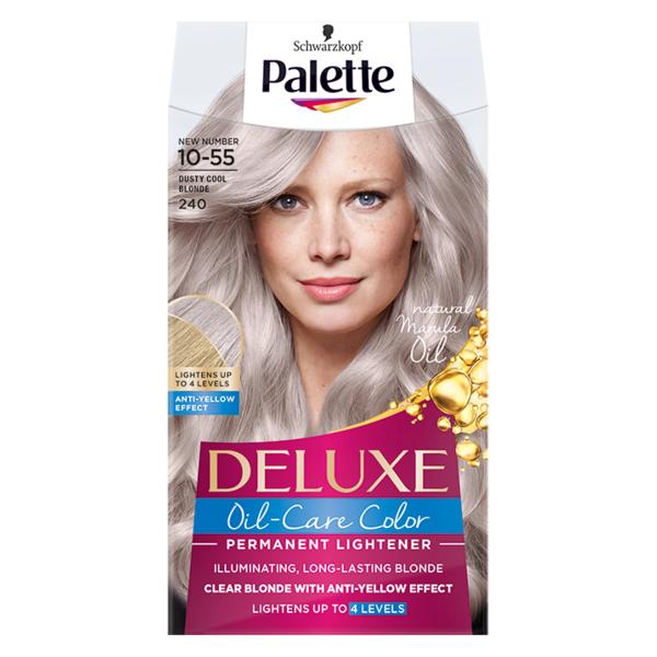 Decolorant de Par Permanent - Schwarzkopf Palette Deluxe Oil-Care Color Permanent Lightener, nuanta 10-55 (240) Dusty Cool Blonde