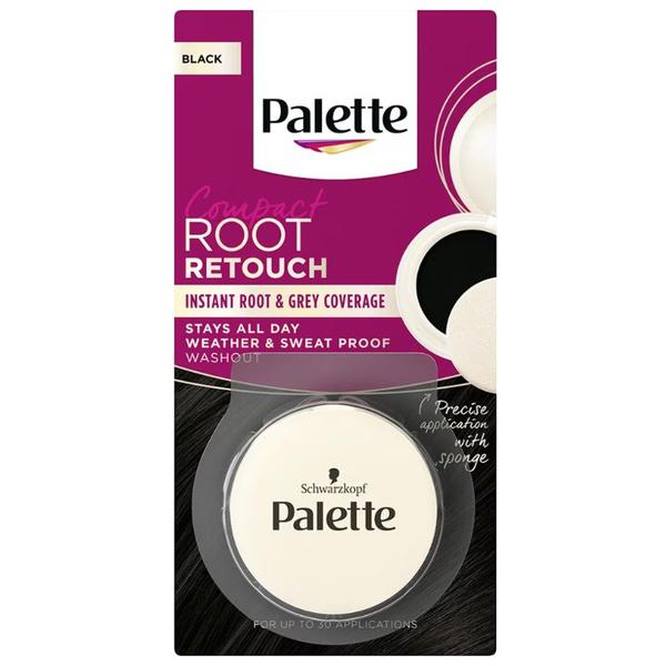 Pudra de Par Nuantatoare pentru Acoperirea Firelor Albe - Schwarzkopf Palette Compact Root Retouch, 1-0 Black, 3 g