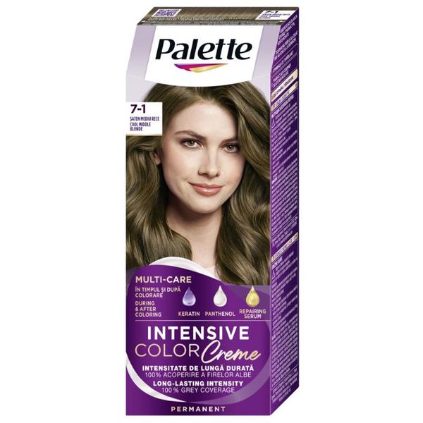 Vopsea de Par Permanenta - Schwarzkopf Palette Intensive Color Creme Long-Lasting Intensity Permanent, nuanta 7-1 Cool Middle Blonde