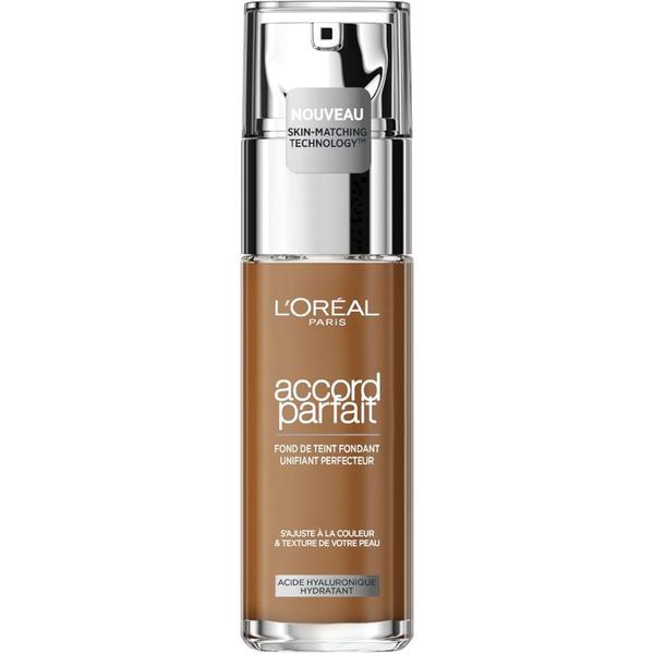 Fond de Ten Infuzat cu Acid Hialuronic - L&#039;Oreal Paris Accord Parfait Maquillaje Fundente Unificante, nuanta 8R/8C-Noisette, 30 ml