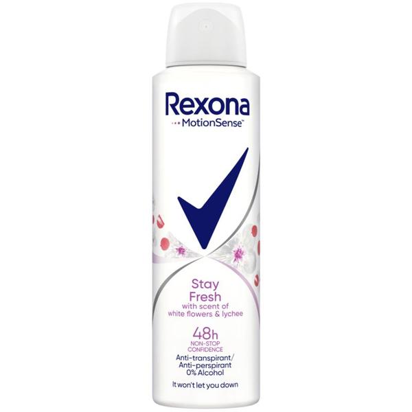 Deodorant Antiperspirant Spray pentru Femei cu Parfum Floral - Rexona MotionSense Stay Fresh with Scent of Whte Flowers &amp; Lychee 48h, 150 ml