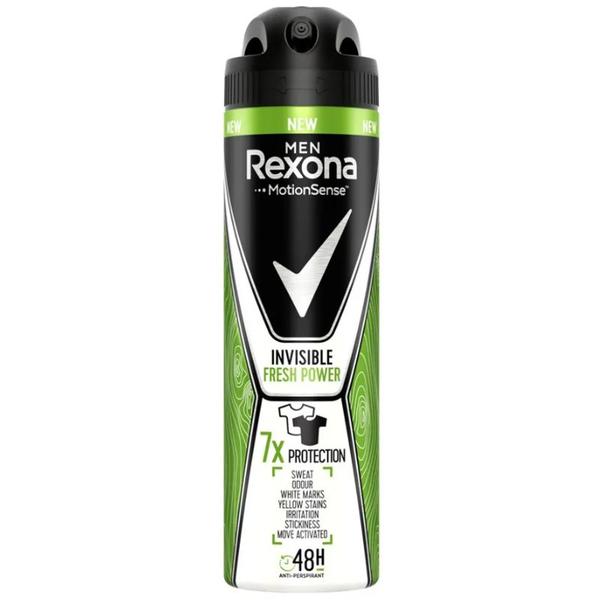 Deodorant Antiperspirant Spray pentru Barbati Invizibil - Rexona Men MotionSense Invisibil Fresh Power 48h, 150 ml